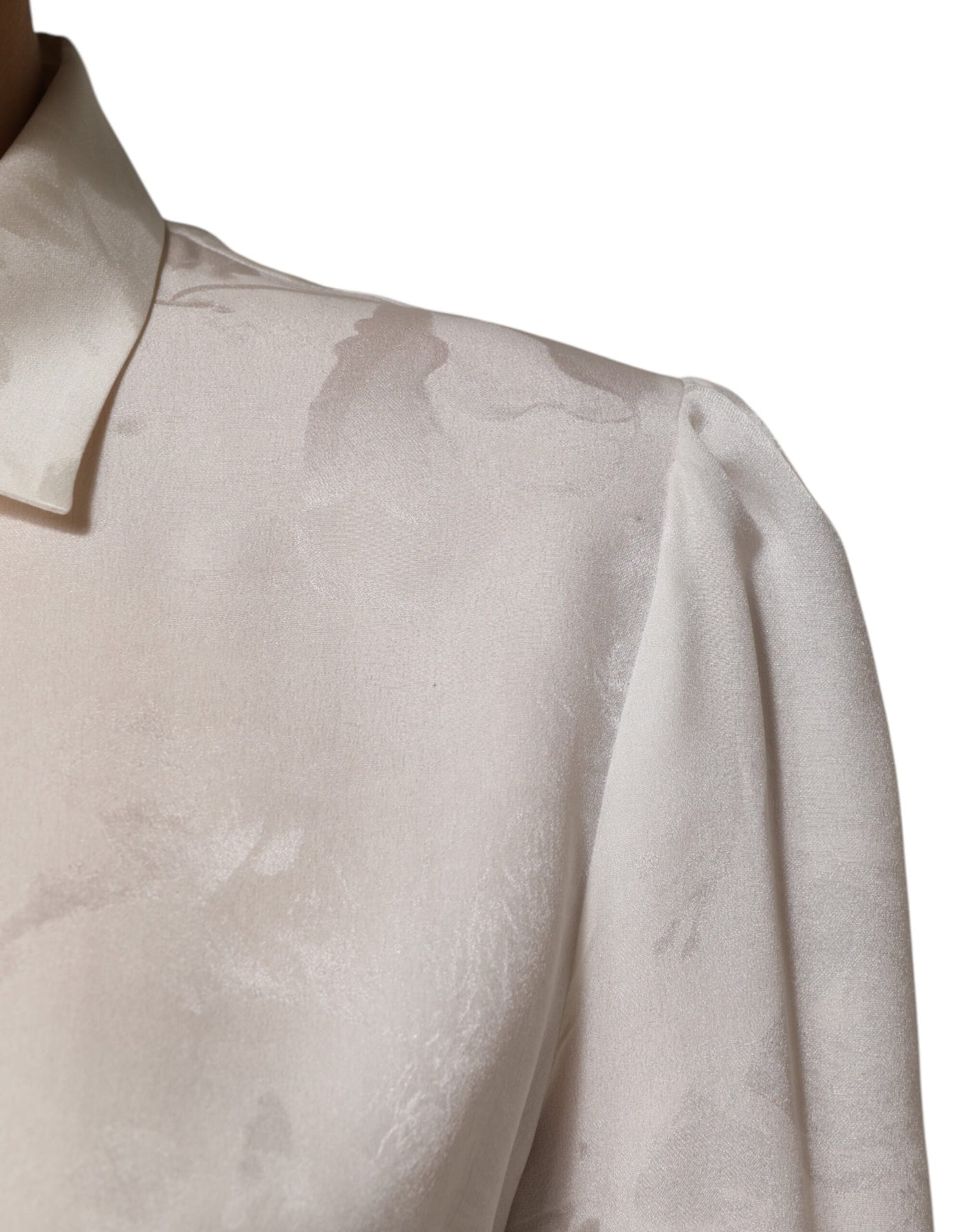 Dolce & Gabbana Weißes Seidenhemd mit langen Ärmeln und Kragen