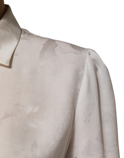 Dolce & Gabbana Weißes Seidenhemd mit langen Ärmeln und Kragen