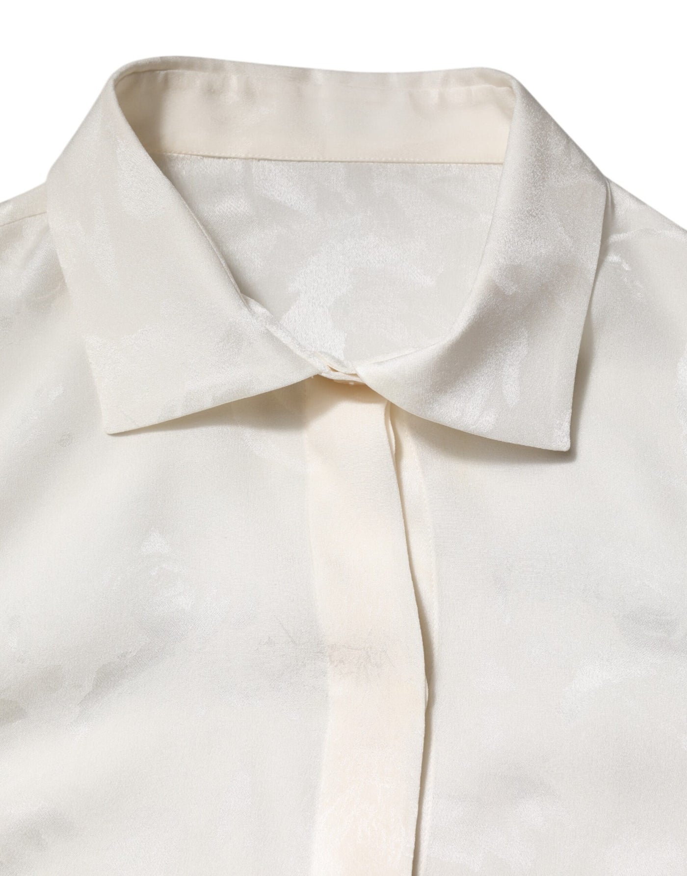 Dolce & Gabbana Weißes Seidenhemd mit langen Ärmeln und Kragen