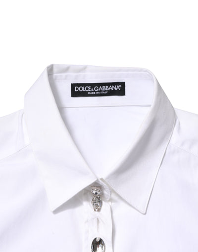 Dolce & Gabbana Weißes kristallverziertes Hemd mit Kragen