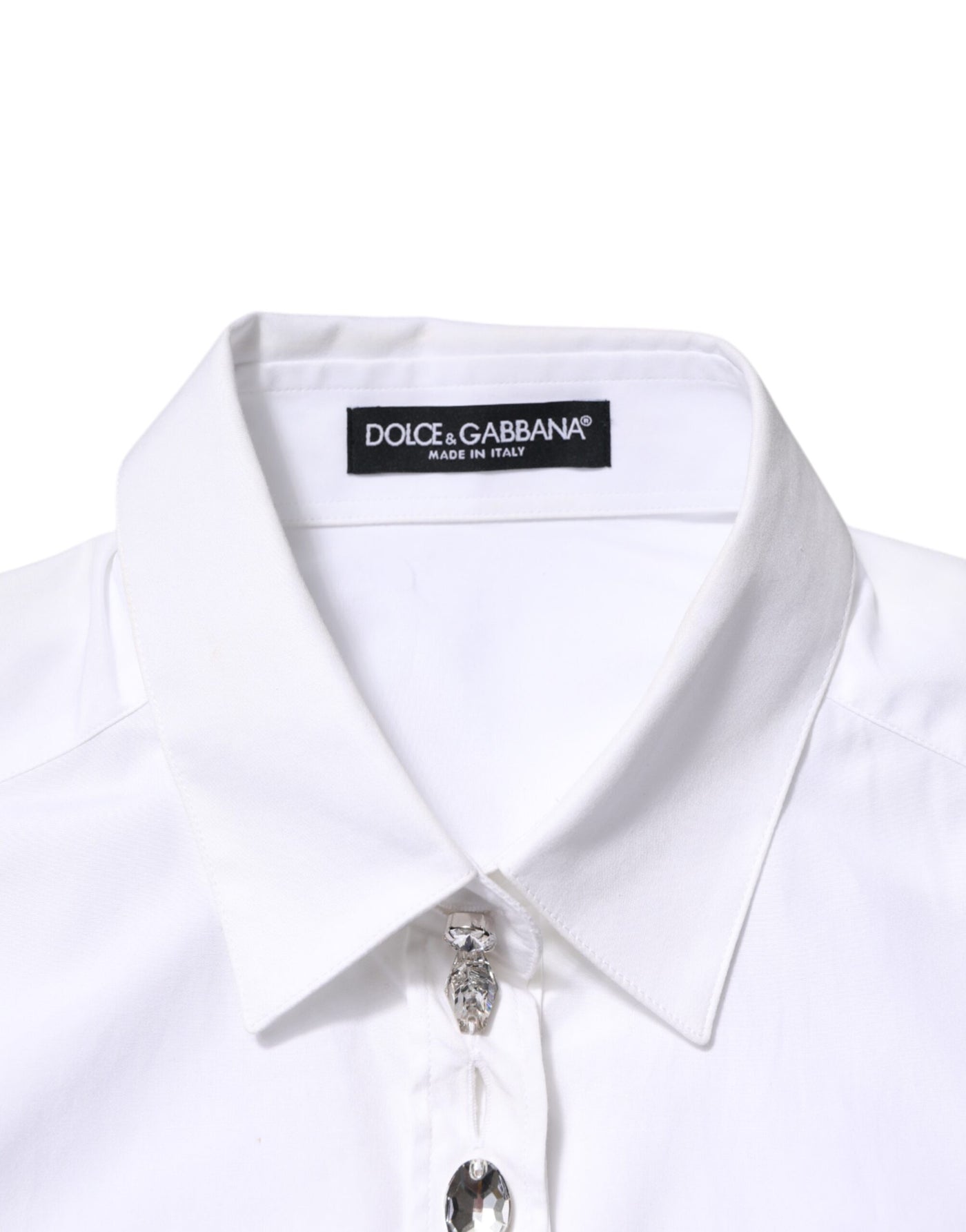 Dolce & Gabbana Weißes kristallverziertes Hemd mit Kragen