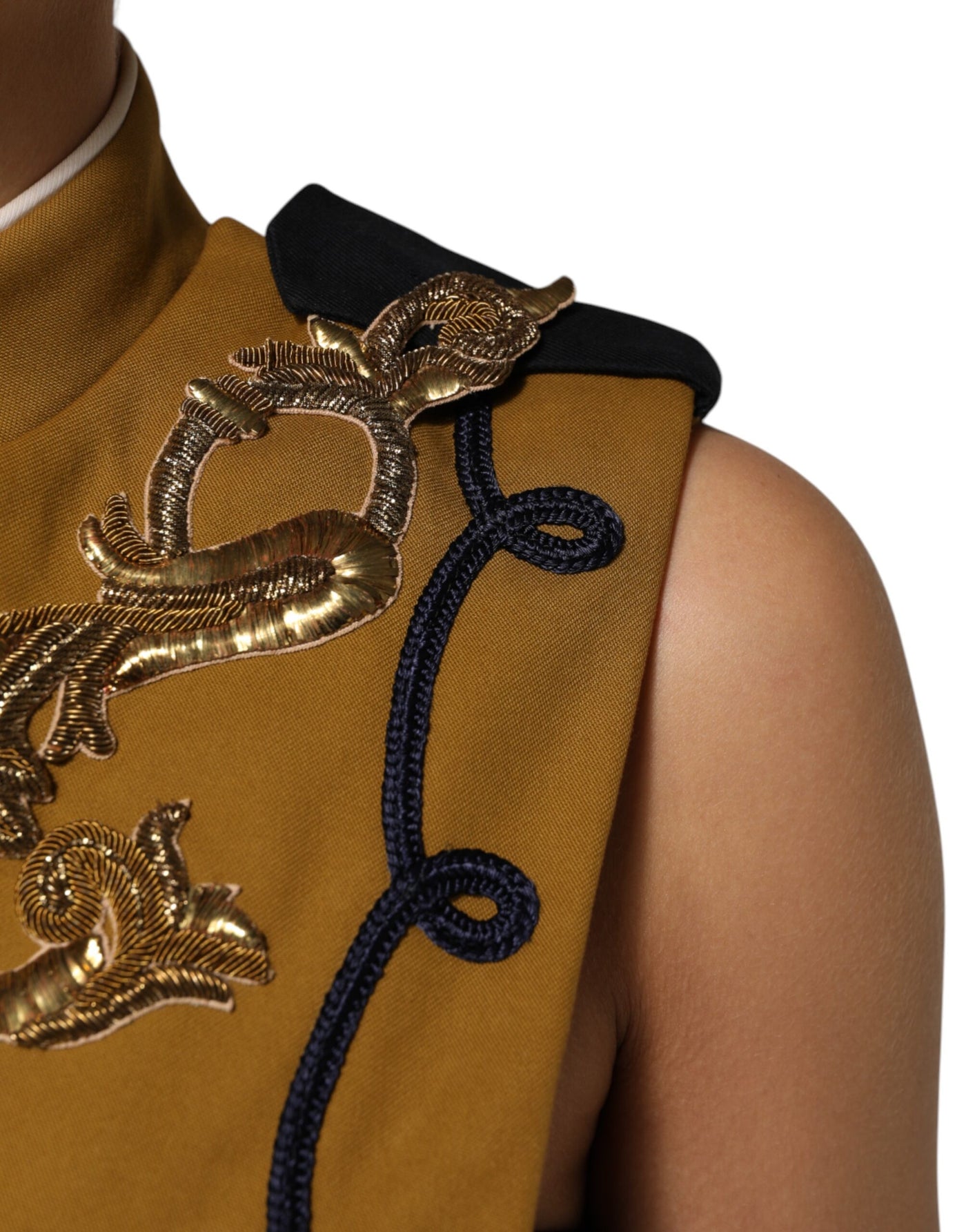 Dolce & Gabbana Gelbe Crystal Cross Runway Weste Jacke Top