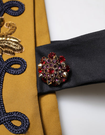 Dolce & Gabbana Gelbe Crystal Cross Runway Weste Jacke Top