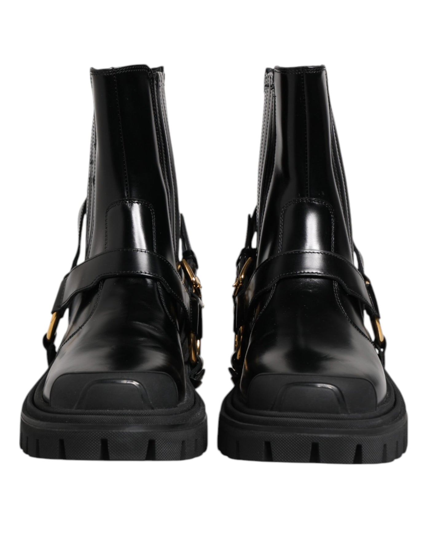 Dolce & Gabbana Schwarz Leder Chelsea Männer Kurze Stiefel Schuhe