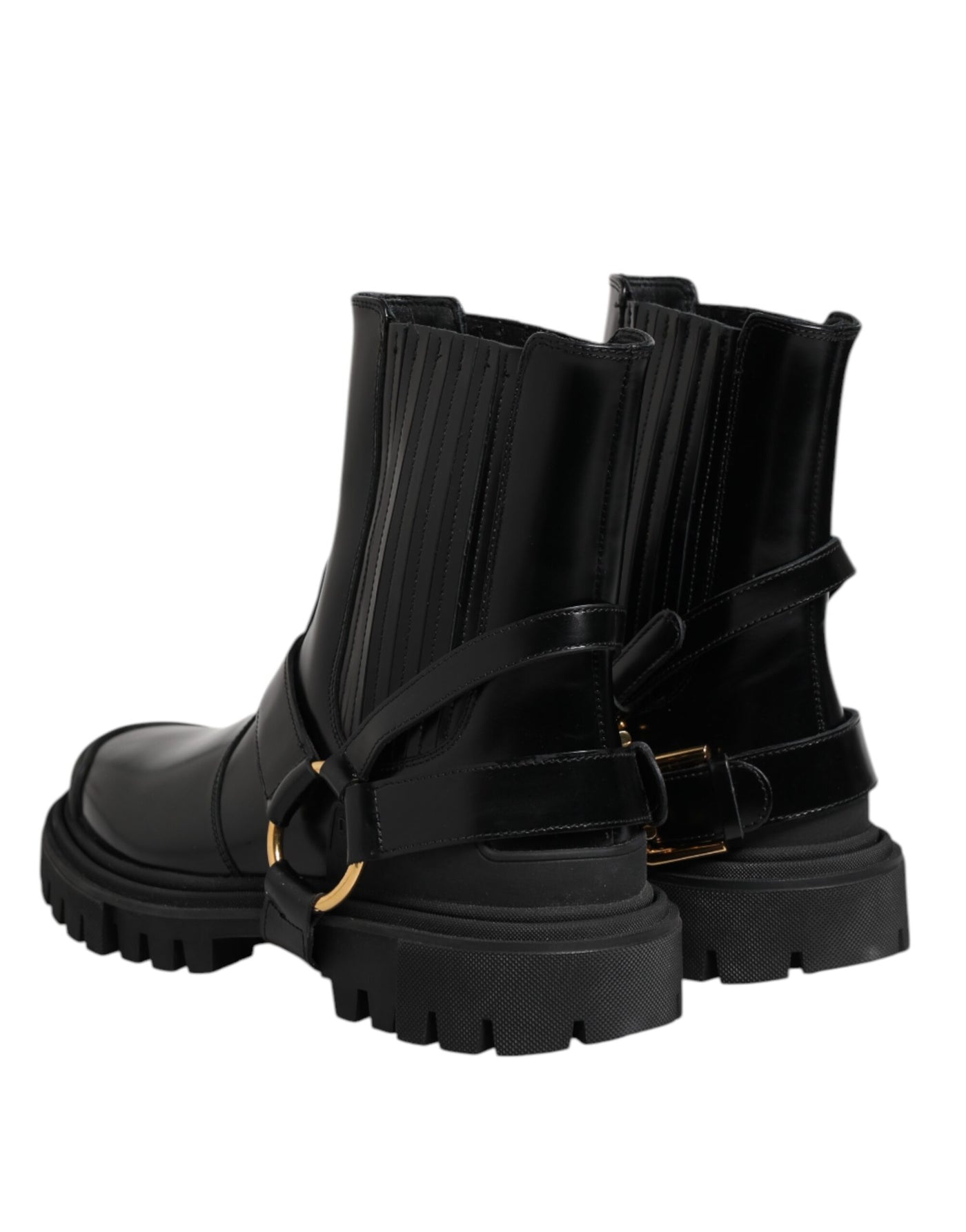 Dolce & Gabbana Schwarz Leder Chelsea Männer Kurze Stiefel Schuhe