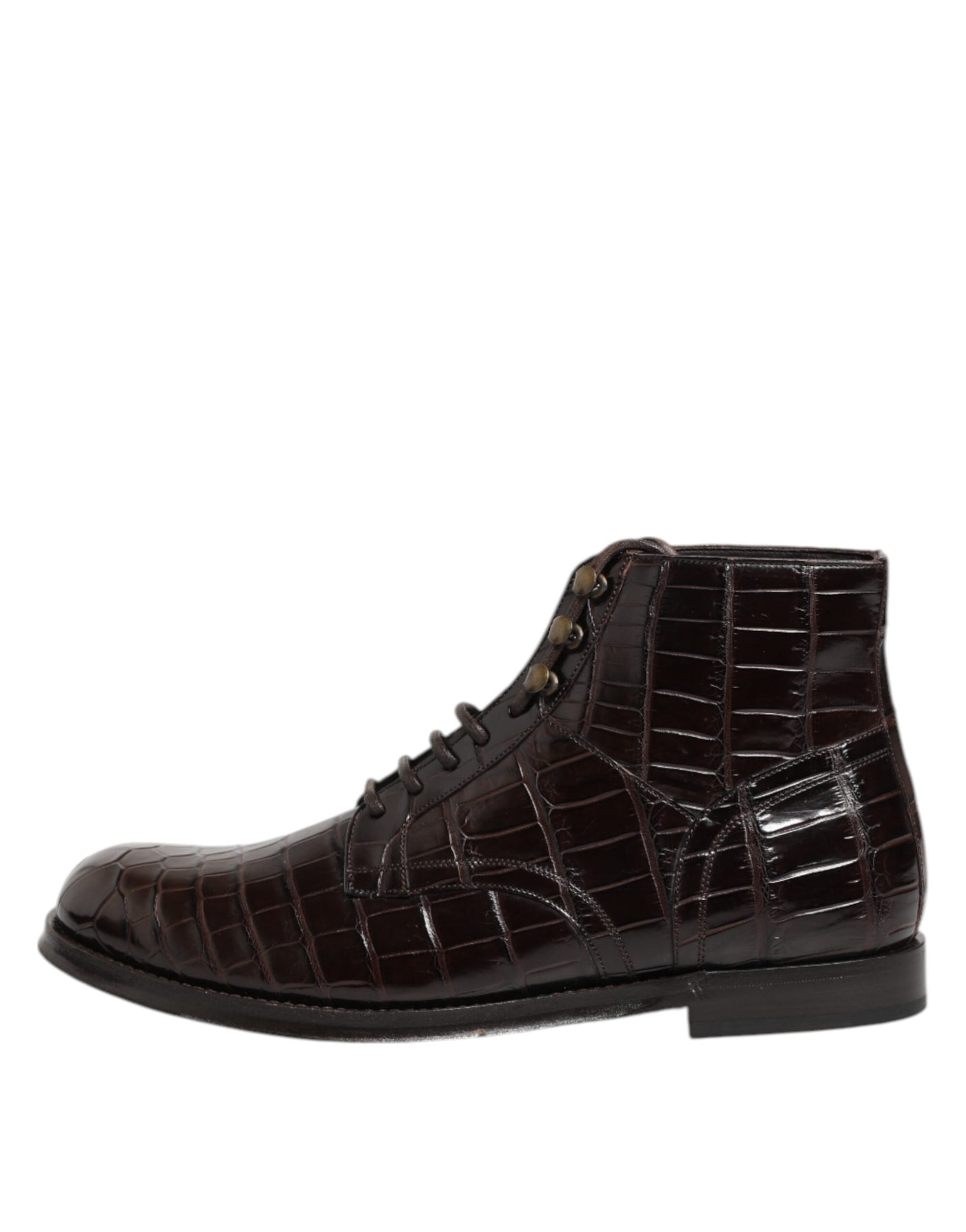 Dolce & Gabbana Dunkelbraune Leder Schnürstiefel Schuhe