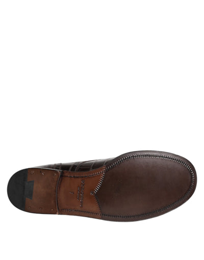 Dolce & Gabbana Dunkelbraune Leder Schnürstiefel Schuhe