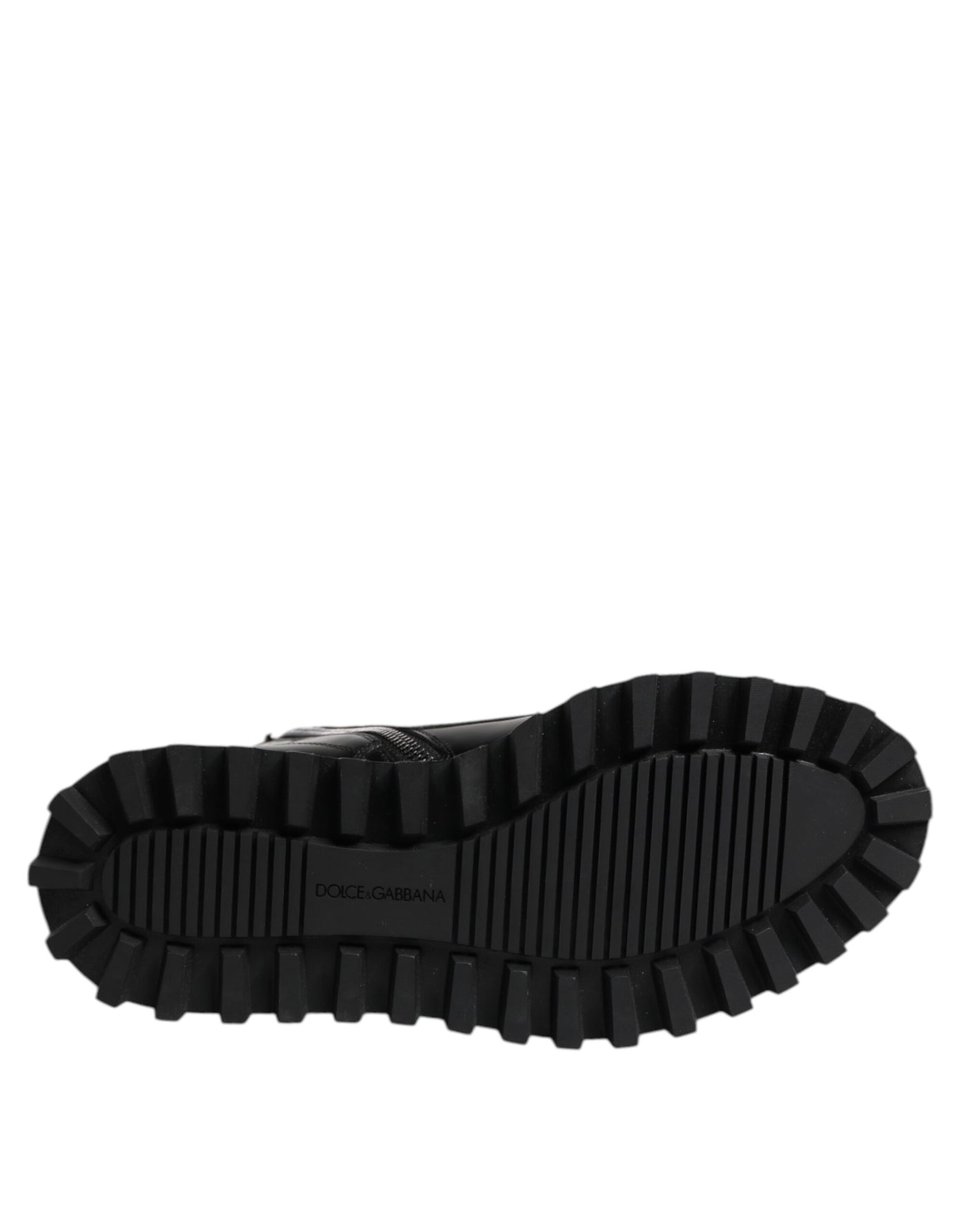 Dolce & Gabbana Schwarze Leder Schnürstiefel mit mittlerer Wade