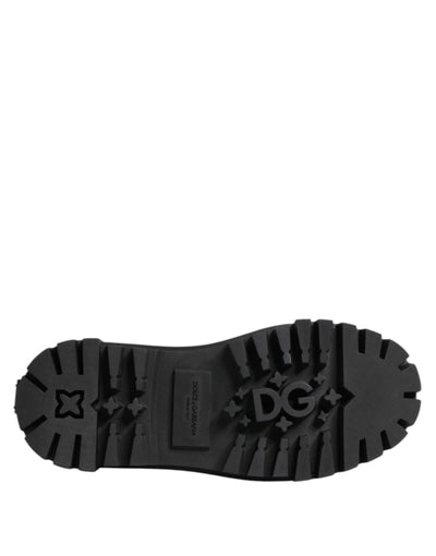Dolce & Gabbana Schwarzes Leder Trekking Sneakers Stiefel Schuhe