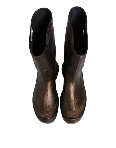 Dolce & Gabbana Metallic Braun Pull On Regen Stiefel Schuhe