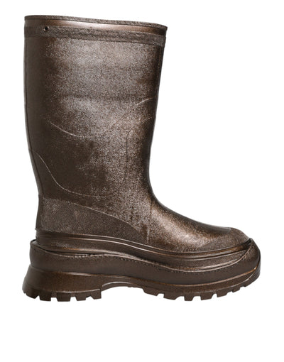 Dolce & Gabbana Metallic Braun Pull On Regen Stiefel Schuhe