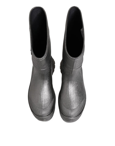 Dolce & Gabbana Metallic Silber Pull On Regen Stiefel Schuhe