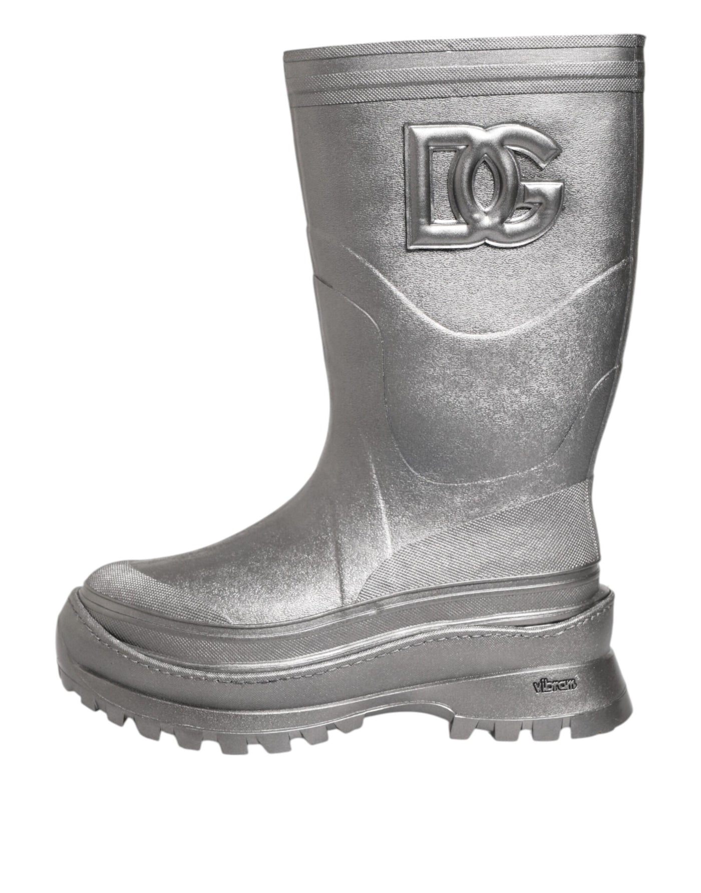 Dolce & Gabbana Metallic Silber Pull On Regen Stiefel Schuhe