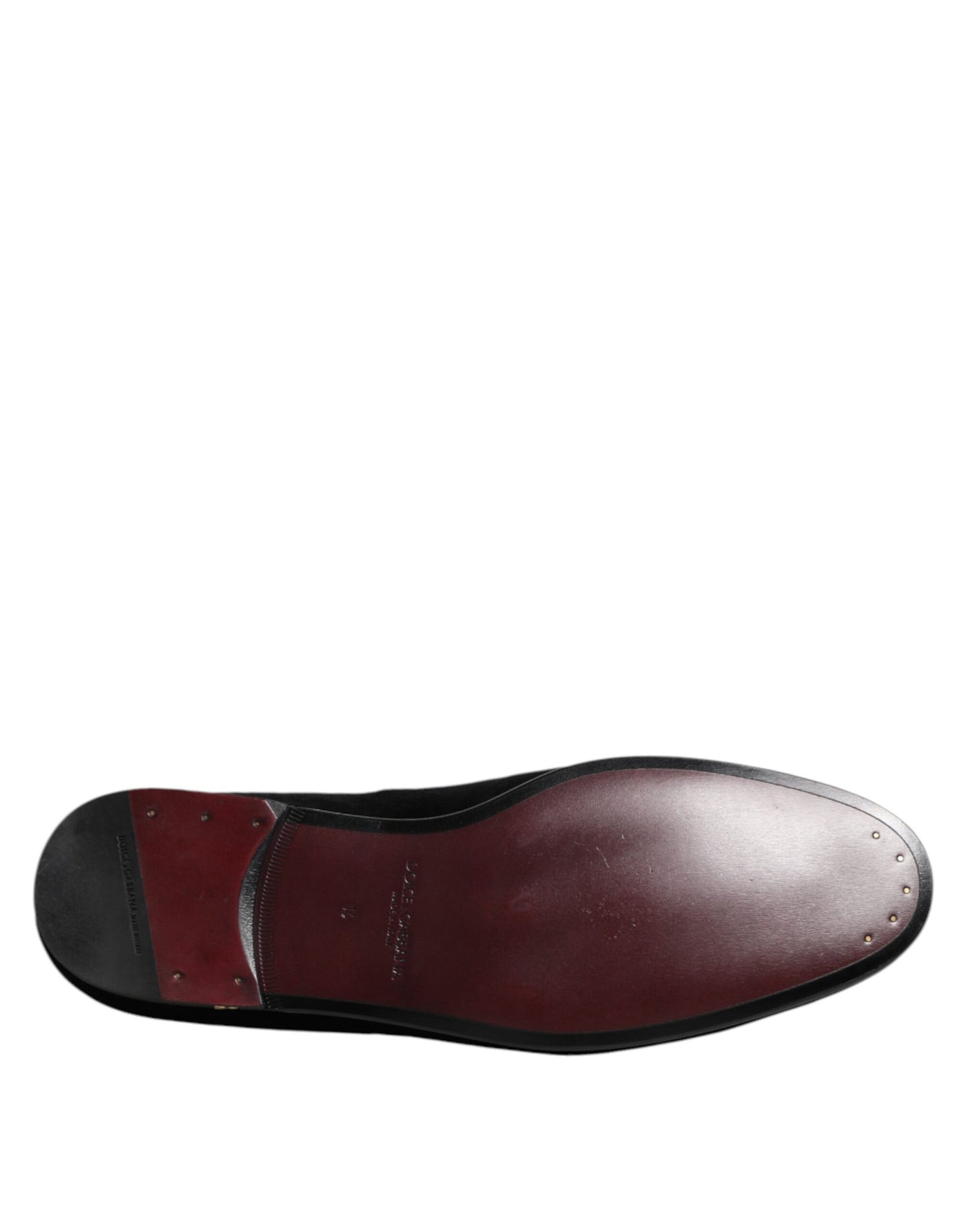 Dolce & Gabbana Schwarzer Samt Gold Crown Herren Loafers Schuhe