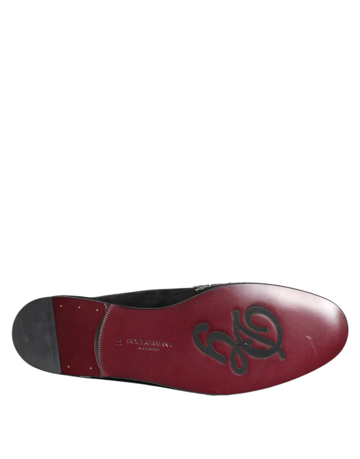 Dolce & Gabbana Schwarzer Samt Slides DG Crown Slipper Schuhe
