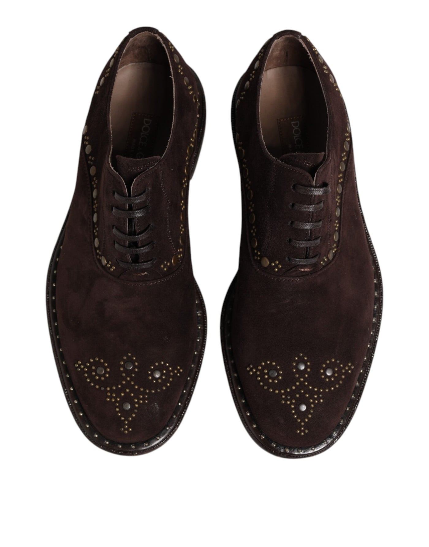 Dolce & Gabbana Braune Samt-Schnürschuhe in Oxford-Optik