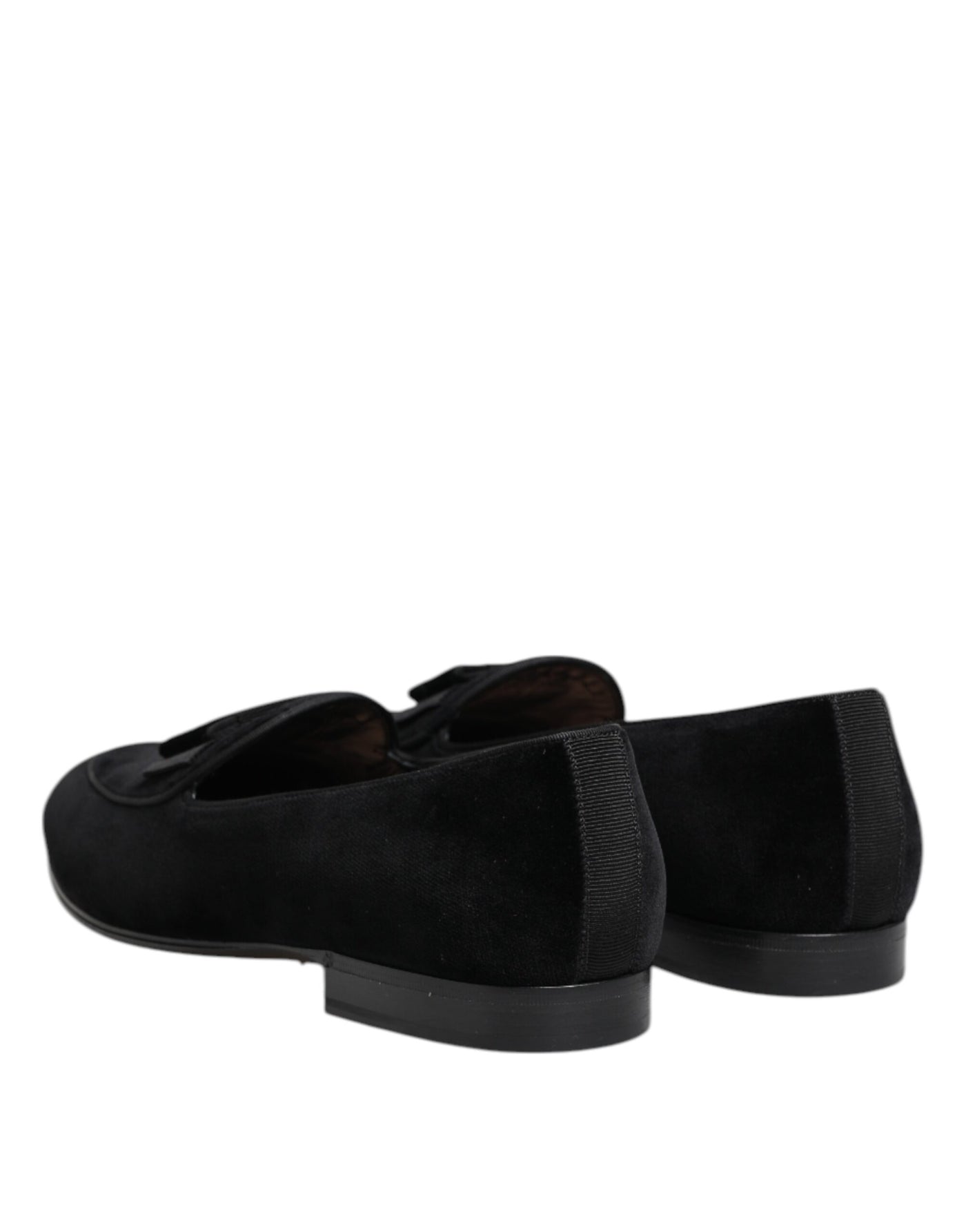 Dolce & Gabbana Schwarzer Samt Loafers Formal Männer Kleid Schuhe
