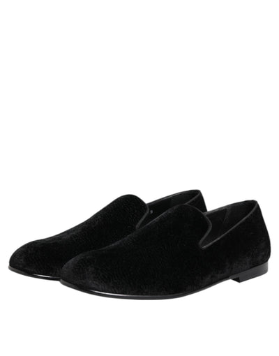Dolce & Gabbana Schwarz Jacquard Loafers Formal Männer Kleid Schuhe