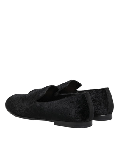 Dolce & Gabbana Schwarz Jacquard Loafers Formal Männer Kleid Schuhe