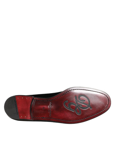 Dolce & Gabbana Schwarzer Samt Slip On Loafers Männer Formelle Schuhe