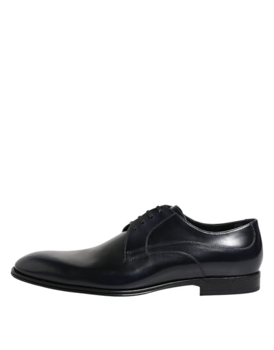 Dolce & Gabbana Marineblaue Leder Schnürschuhe Derby Formale Schuhe