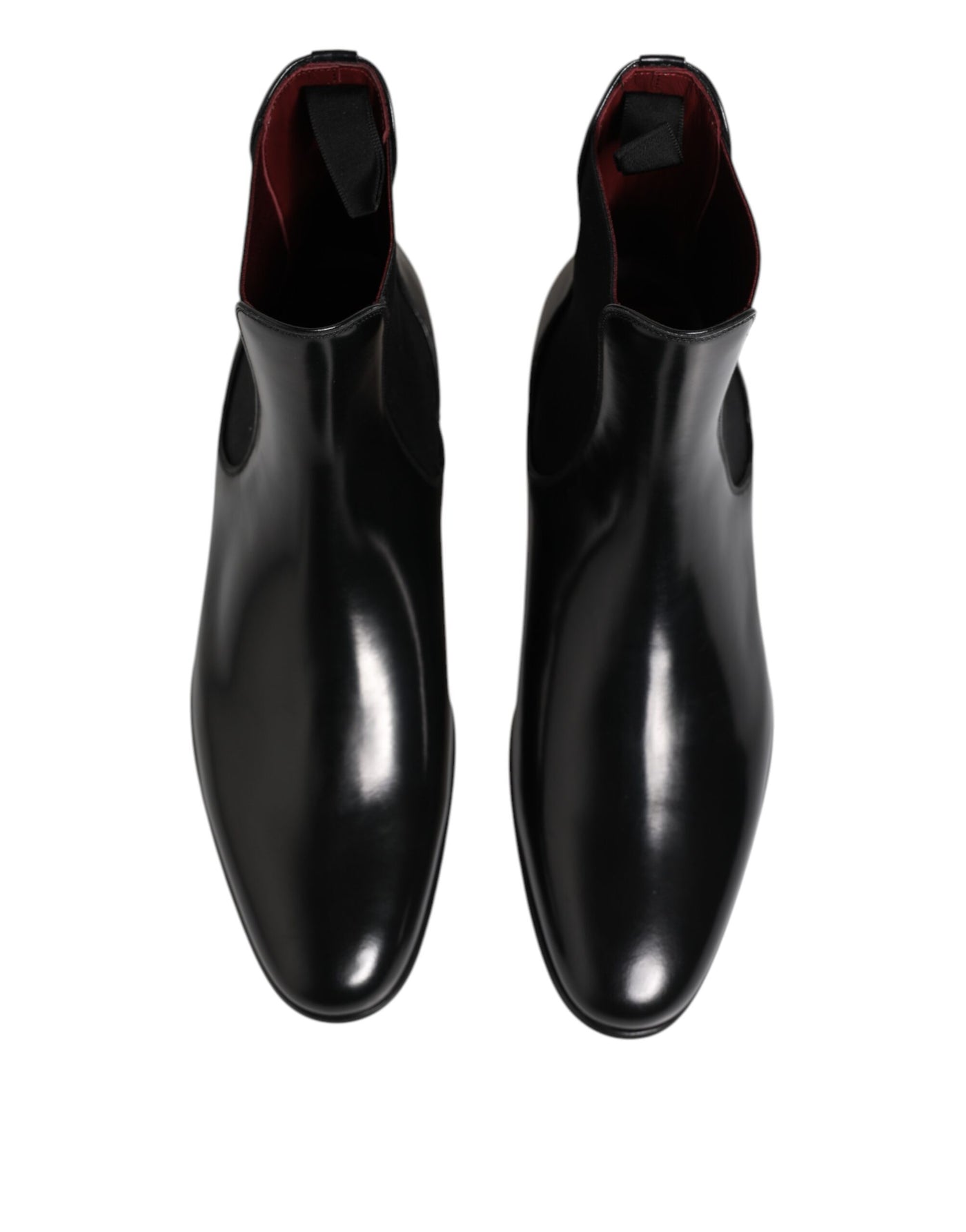 Dolce & Gabbana Schwarz Leder Slip On Mid Calf Stiefel Schuhe