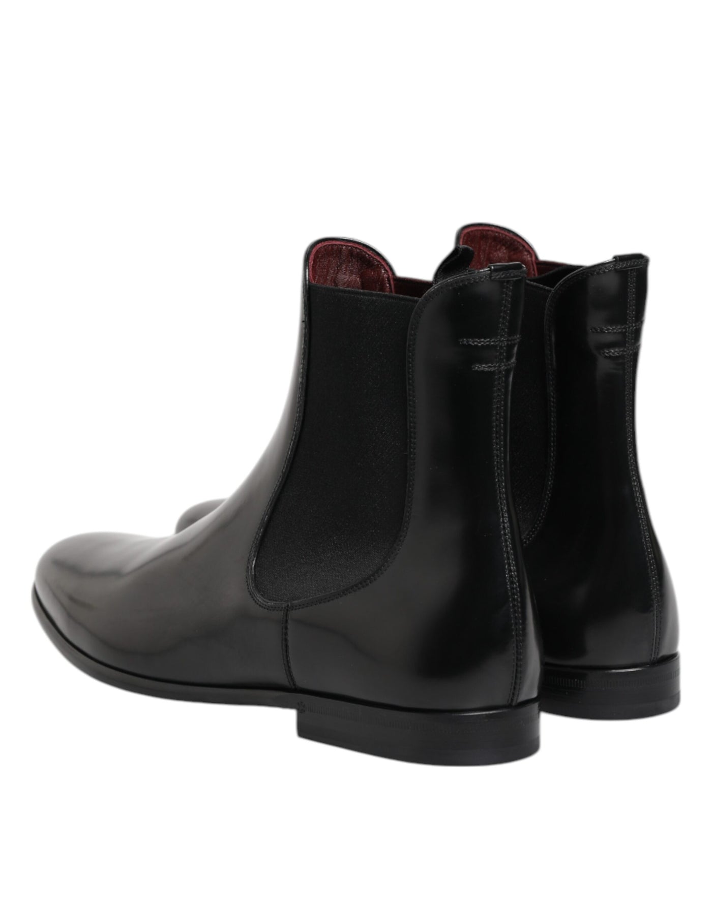 Dolce & Gabbana Schwarz Leder Slip On Mid Calf Stiefel Schuhe