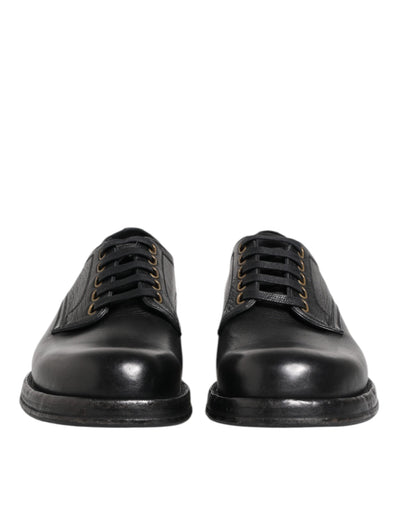 Dolce & Gabbana Schwarze Leder Schnürschuhe Derby Formelle Schuhe