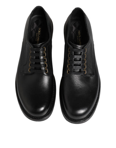 Dolce & Gabbana Schwarze Leder Schnürschuhe Derby Formelle Schuhe
