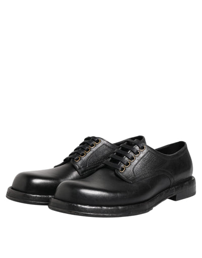 Dolce & Gabbana Schwarze Leder Schnürschuhe Derby Formelle Schuhe