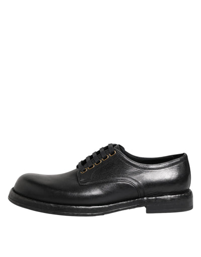Dolce & Gabbana Schwarze Leder Schnürschuhe Derby Formelle Schuhe