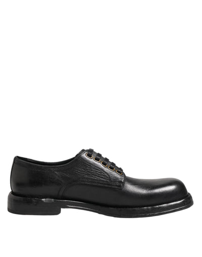 Dolce & Gabbana Schwarze Leder Schnürschuhe Derby Formelle Schuhe