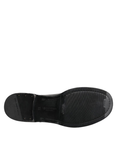 Dolce & Gabbana Schwarze Leder Schnürschuhe Derby Formelle Schuhe