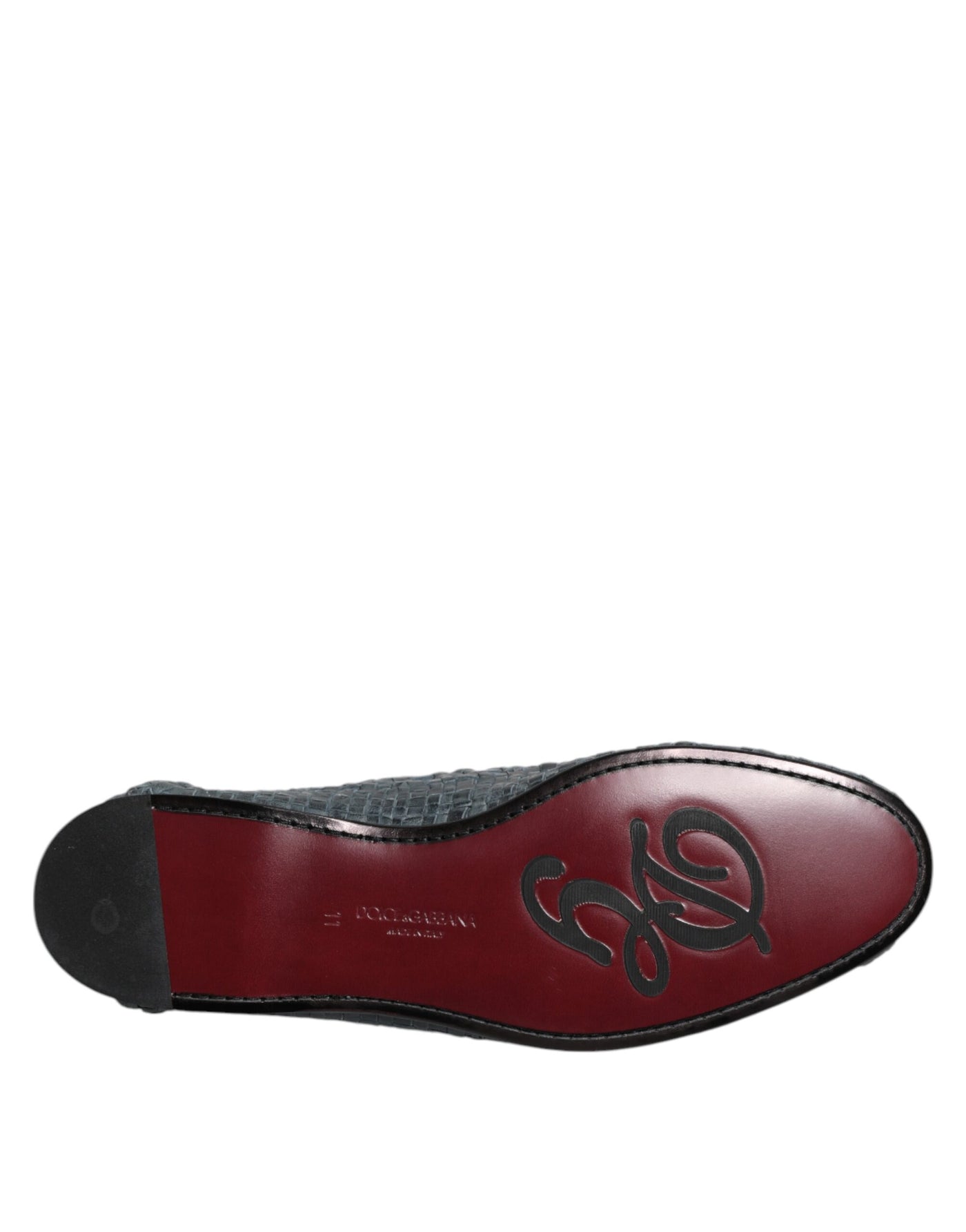 Dolce & Gabbana Blaue gewebte Raffia Slip On Loafers Schuhe