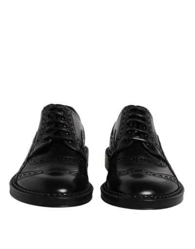 Dolce & Gabbana Schwarze Leder Schnürschuhe Männer Derby Formelle Schuhe
