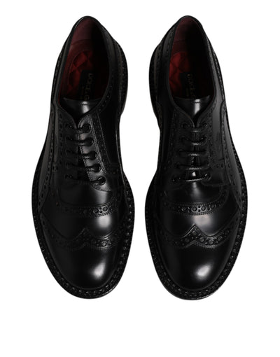 Dolce & Gabbana Schwarze Leder Schnürschuhe Männer Derby Formelle Schuhe