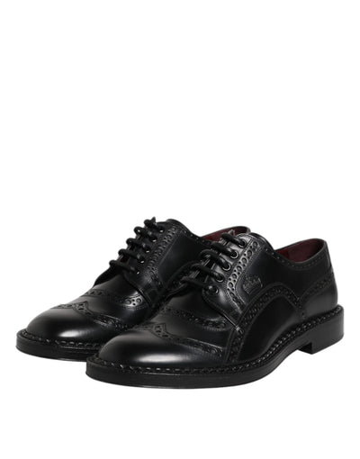 Dolce & Gabbana Schwarze Leder Schnürschuhe Männer Derby Formelle Schuhe