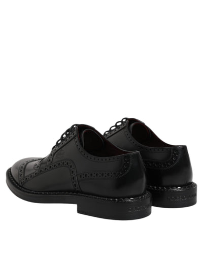 Dolce & Gabbana Schwarze Leder Schnürschuhe Männer Derby Formelle Schuhe