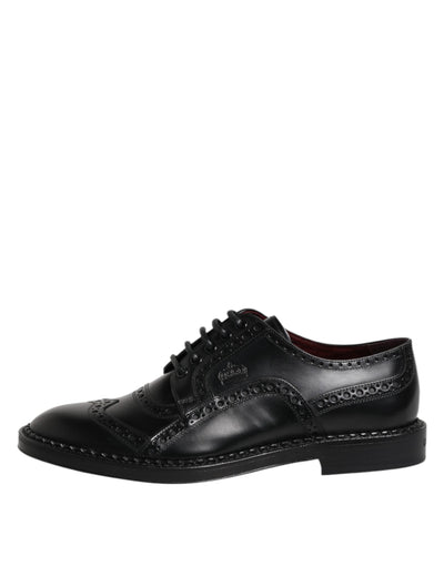 Dolce & Gabbana Schwarze Leder Schnürschuhe Männer Derby Formelle Schuhe