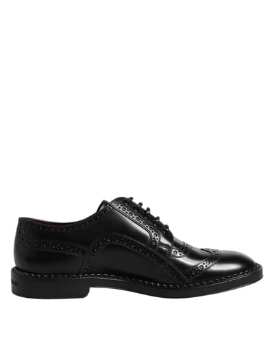 Dolce & Gabbana Schwarze Leder Schnürschuhe Männer Derby Formelle Schuhe
