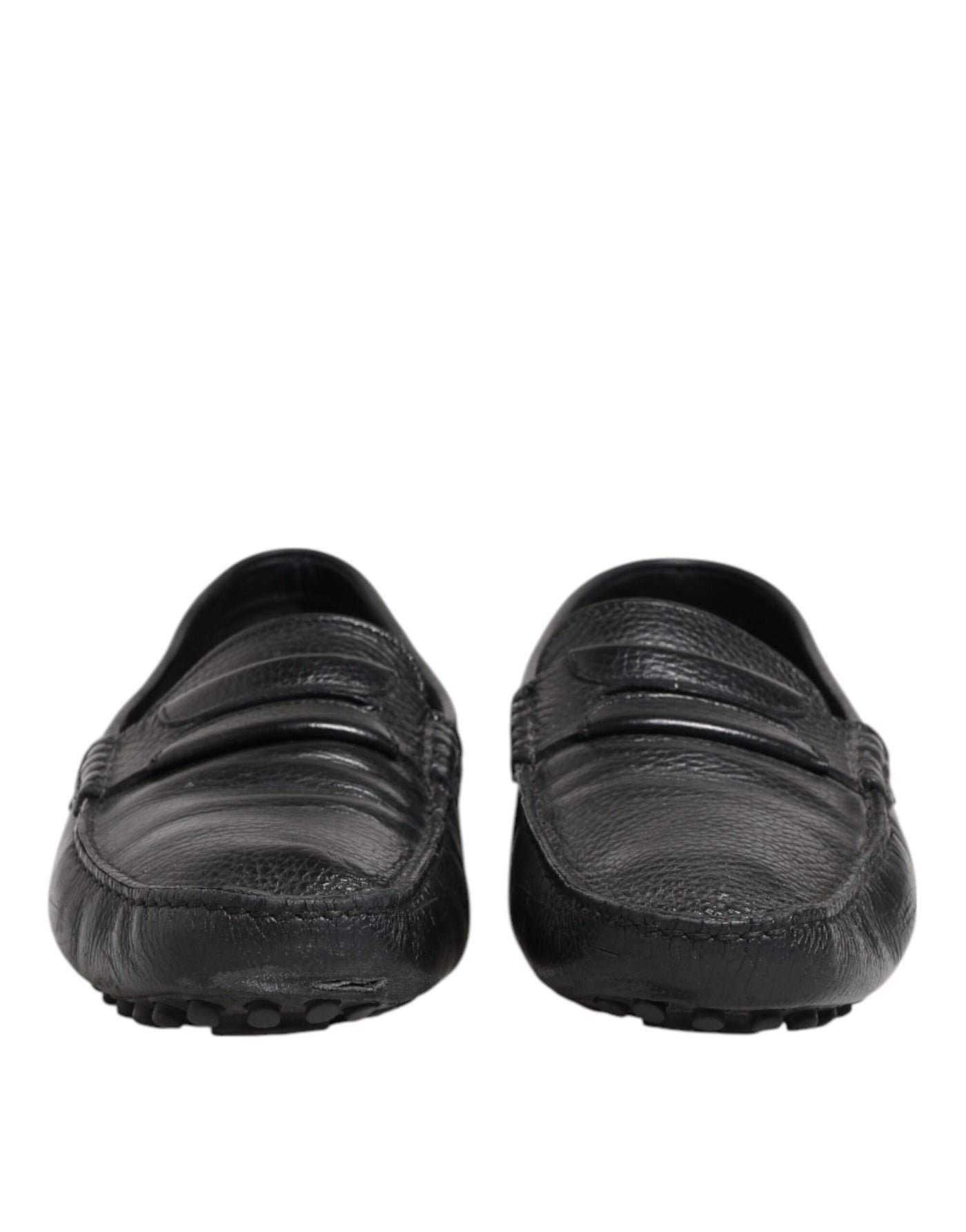Dolce & Gabbana Schwarzes Leder Slip On Mokassin Loafer Schuhe