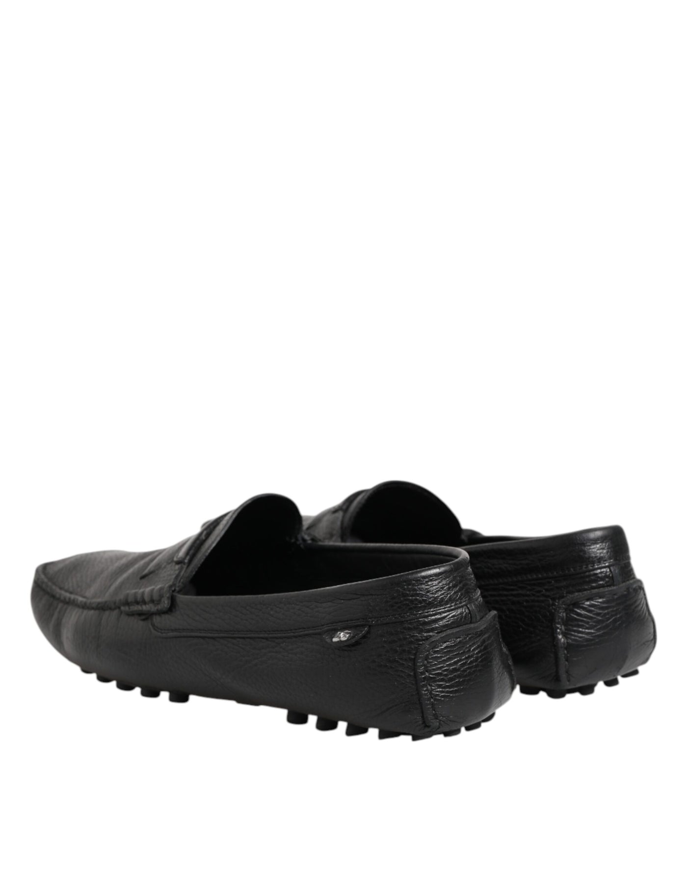 Dolce & Gabbana Schwarzes Leder Slip On Mokassin Loafer Schuhe