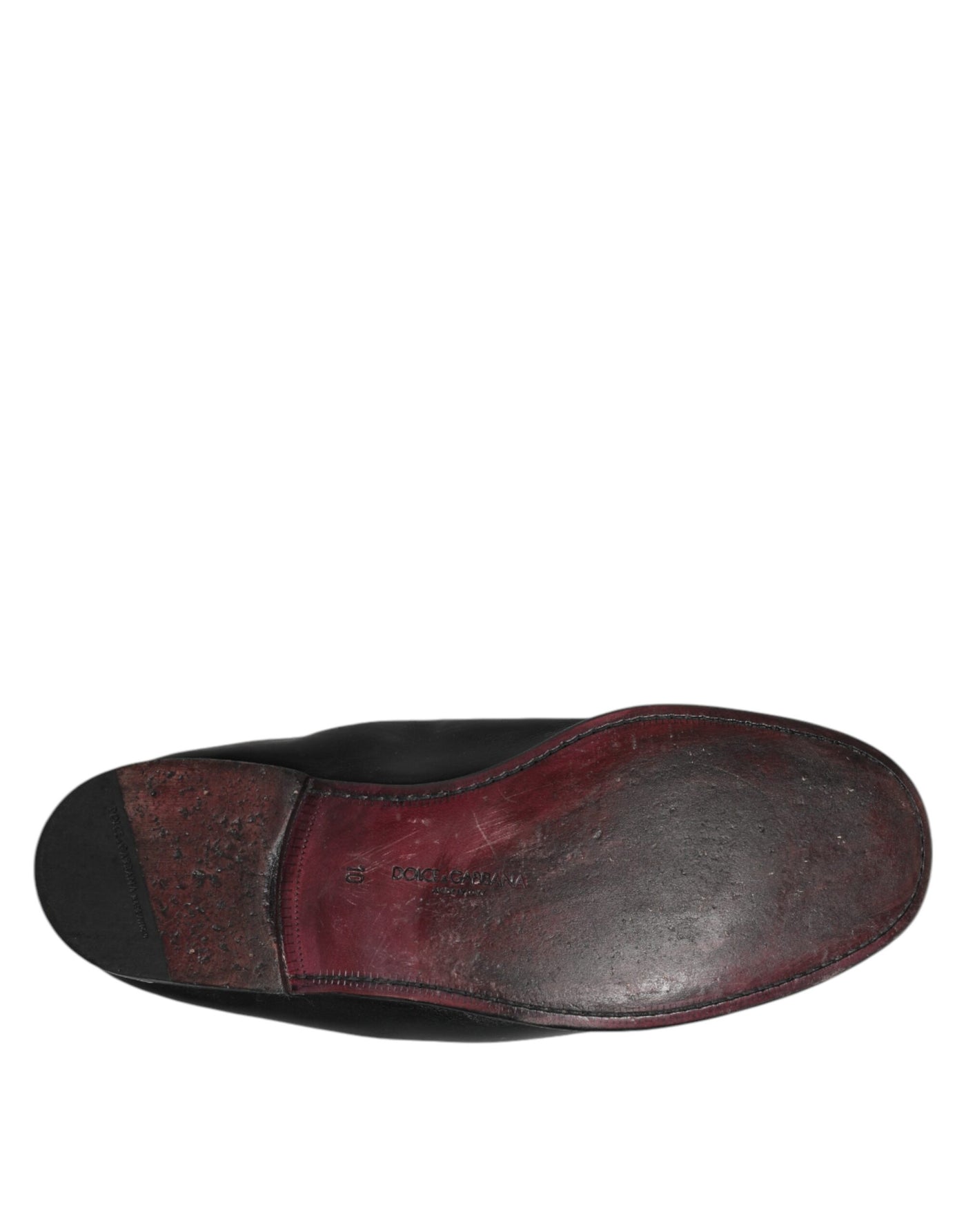 Dolce & Gabbana Schwarzes Leder Slip On Männer flache Loafers Schuhe