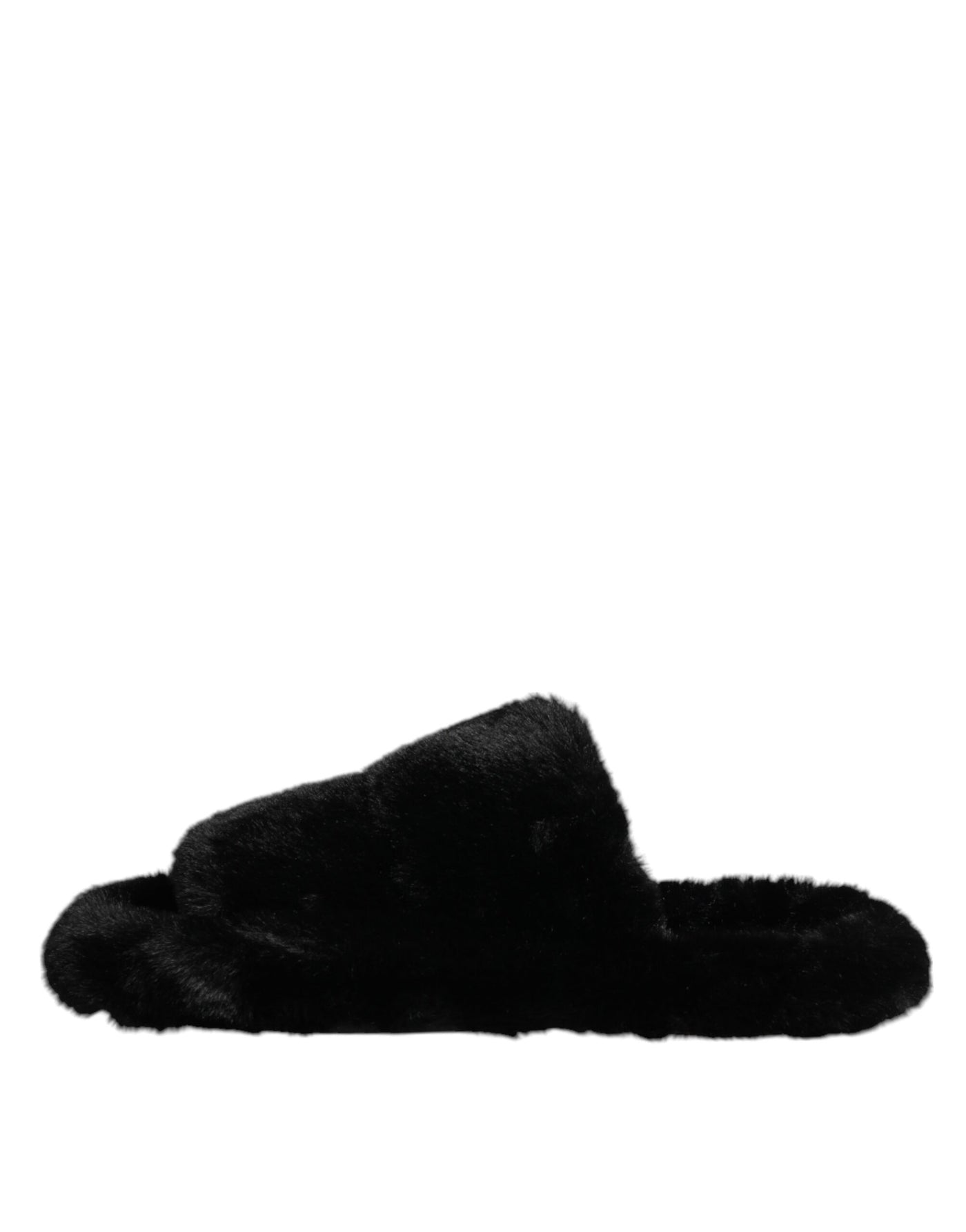 Dolce & Gabbana Schwarz Kunstfell Flats Männer Sandalen Schuhe