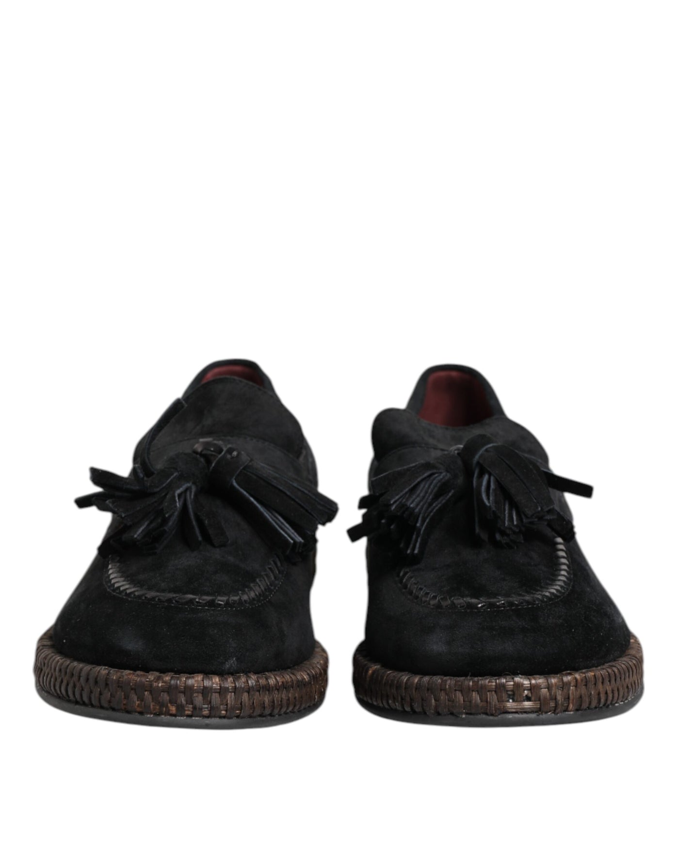 Dolce & Gabbana Schwarz Wildleder Quaste verschönert Loafers Schuhe