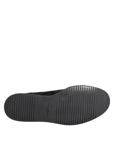 Dolce & Gabbana Schwarz Wildleder Quaste verschönert Loafers Schuhe