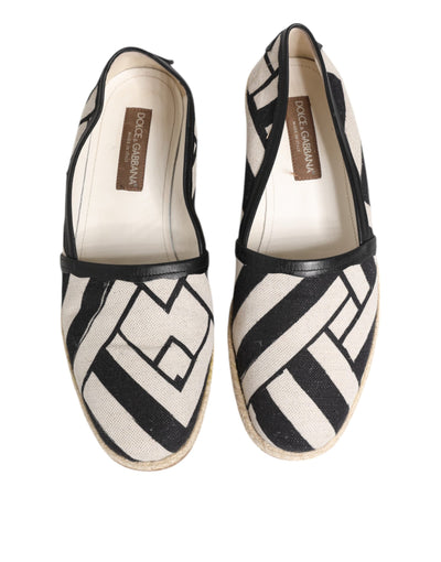 Dolce & Gabbana Schwarz Weiß Streifen Flache Espadrille Schuhe