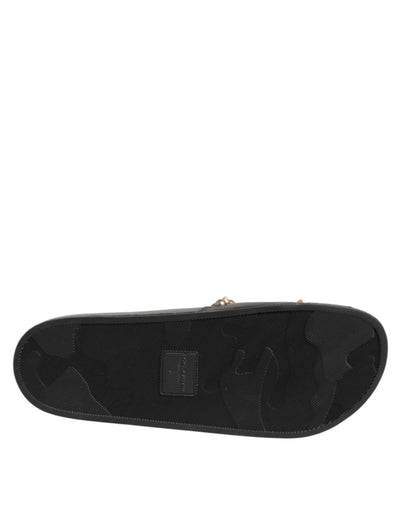Dolce & Gabbana Schwarzer Gummi Sacred Heart Slides Männer Beachwear Schuhe