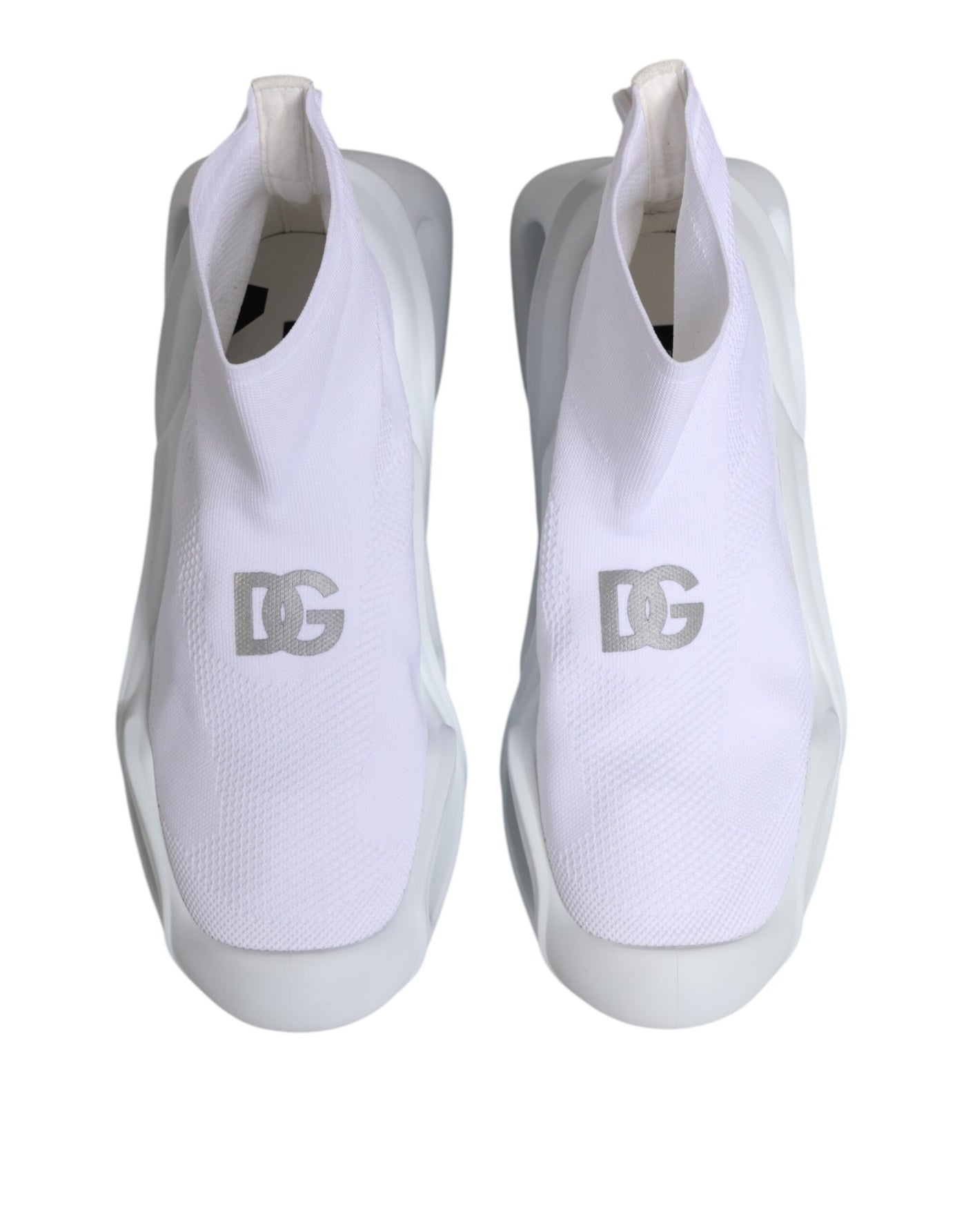Dolce & Gabbana Weiß Silber Slip On Wave Socken Turnschuhe Schuhe