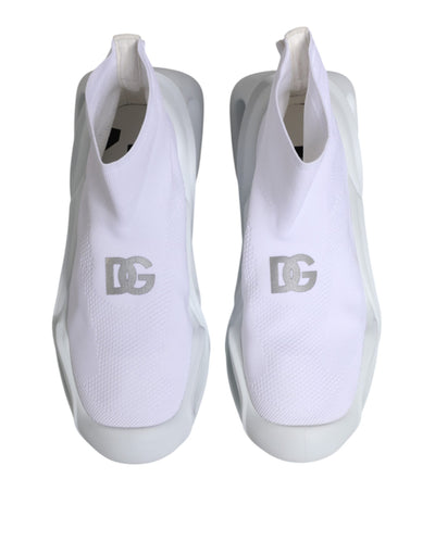 Dolce & Gabbana Weiß Silber Slip On Wave Socken Turnschuhe Schuhe